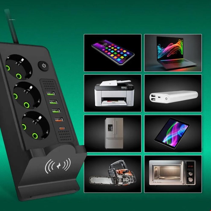 سه راهی USB دار و شارژر وایرلس