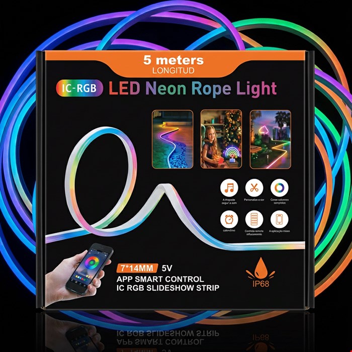 نئون فلکسی RGB ضد آب ۵ متری